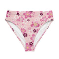 High-waisted Sakura Bikini Bottom features a floral design, perfect for beach days and spa visits this spring.