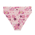 Stylish high-waisted Sakura Bikini Bottom features a floral design, perfect for beach days or spa visits.