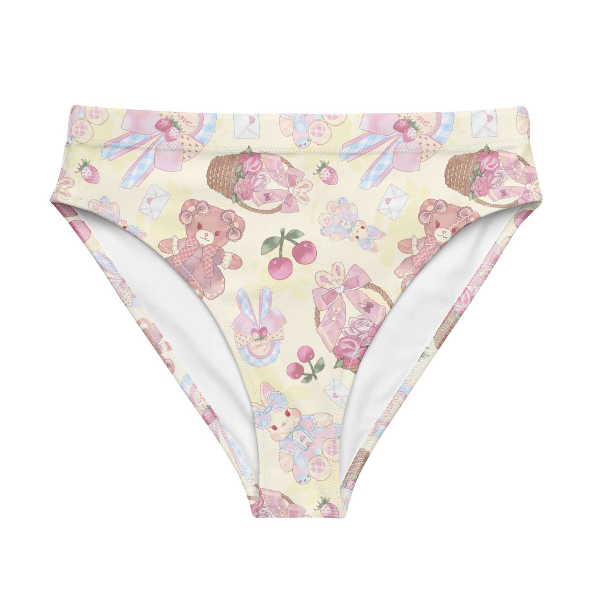 High-waisted Sweet Teddy Bikini Bottom features a cute print, perfect for pool days and beach adventures.