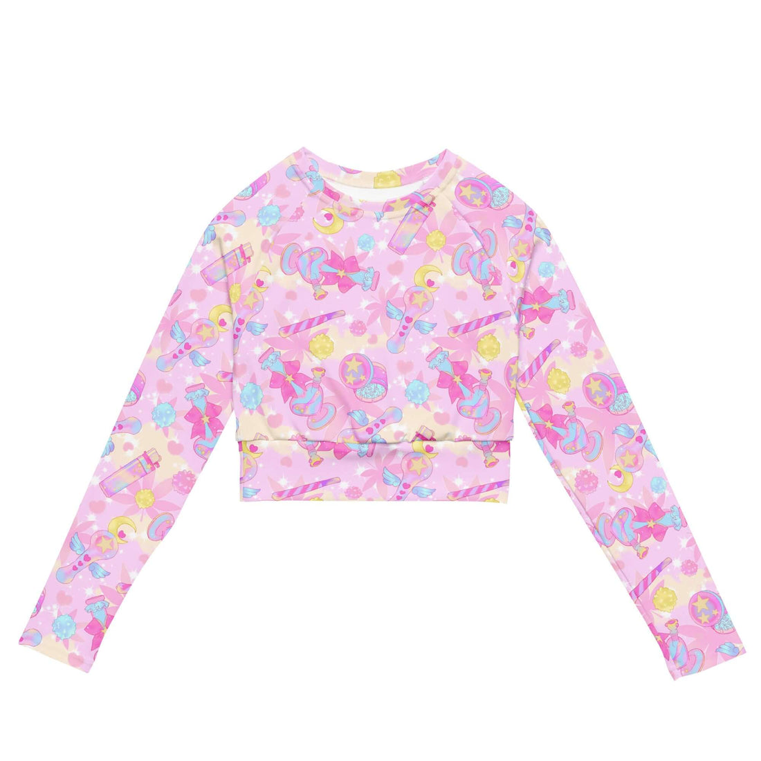 Bright and playful, the Indica Magica Long-sleeved Crop Top is eco-friendly and perfect for athleisure outfits.