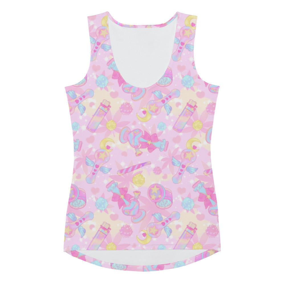 Indica Magica Tank Top features a colorful design perfect for summer outings and casual hangouts with friends.