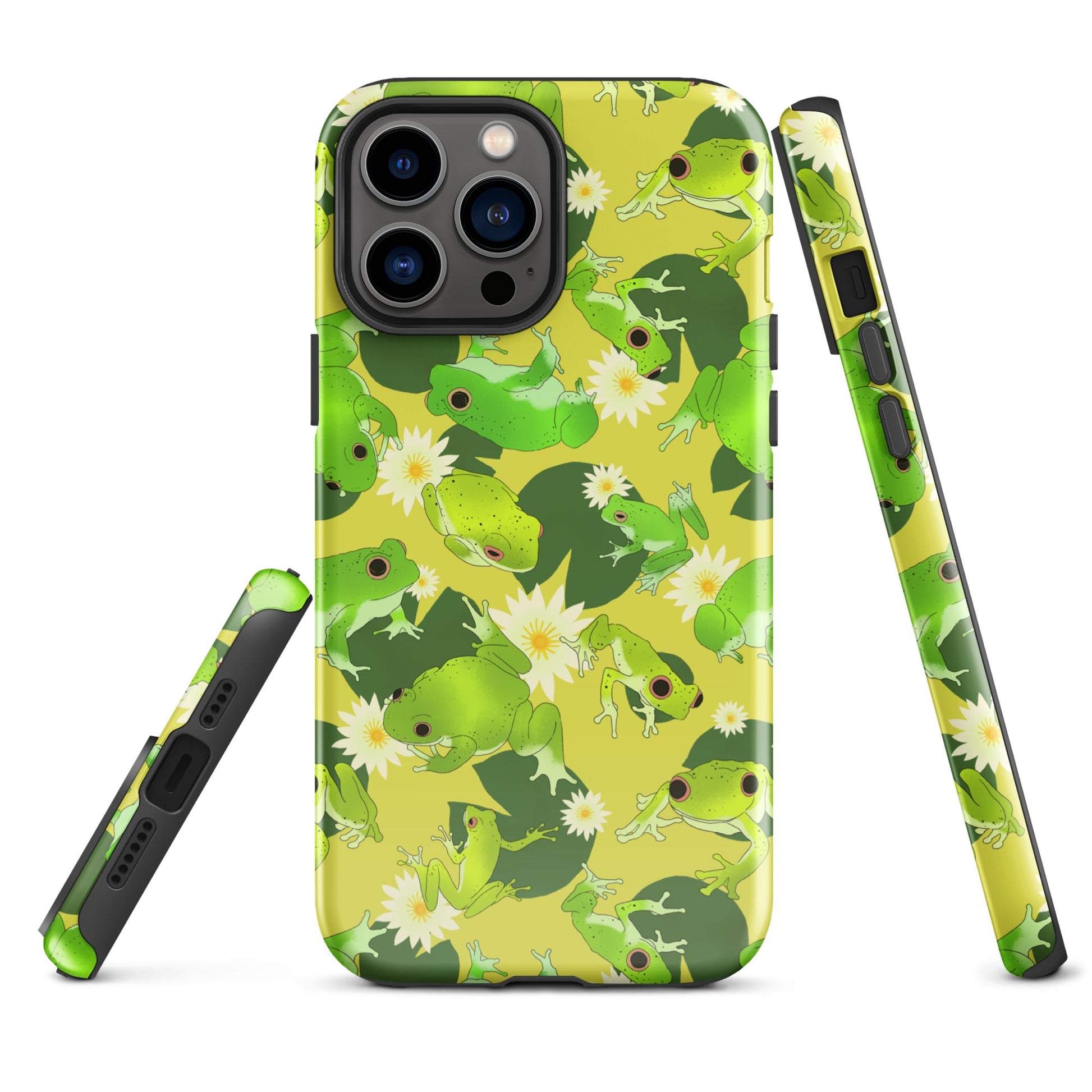 Stylish Kero-kero iPhone® Tough Case features a durable design with vibrant frog patterns for protection and flair.