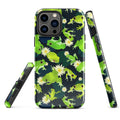Stylish Kero-kero iPhone® Tough Case featuring vibrant frogs and flowers, offering durable protection for your phone.