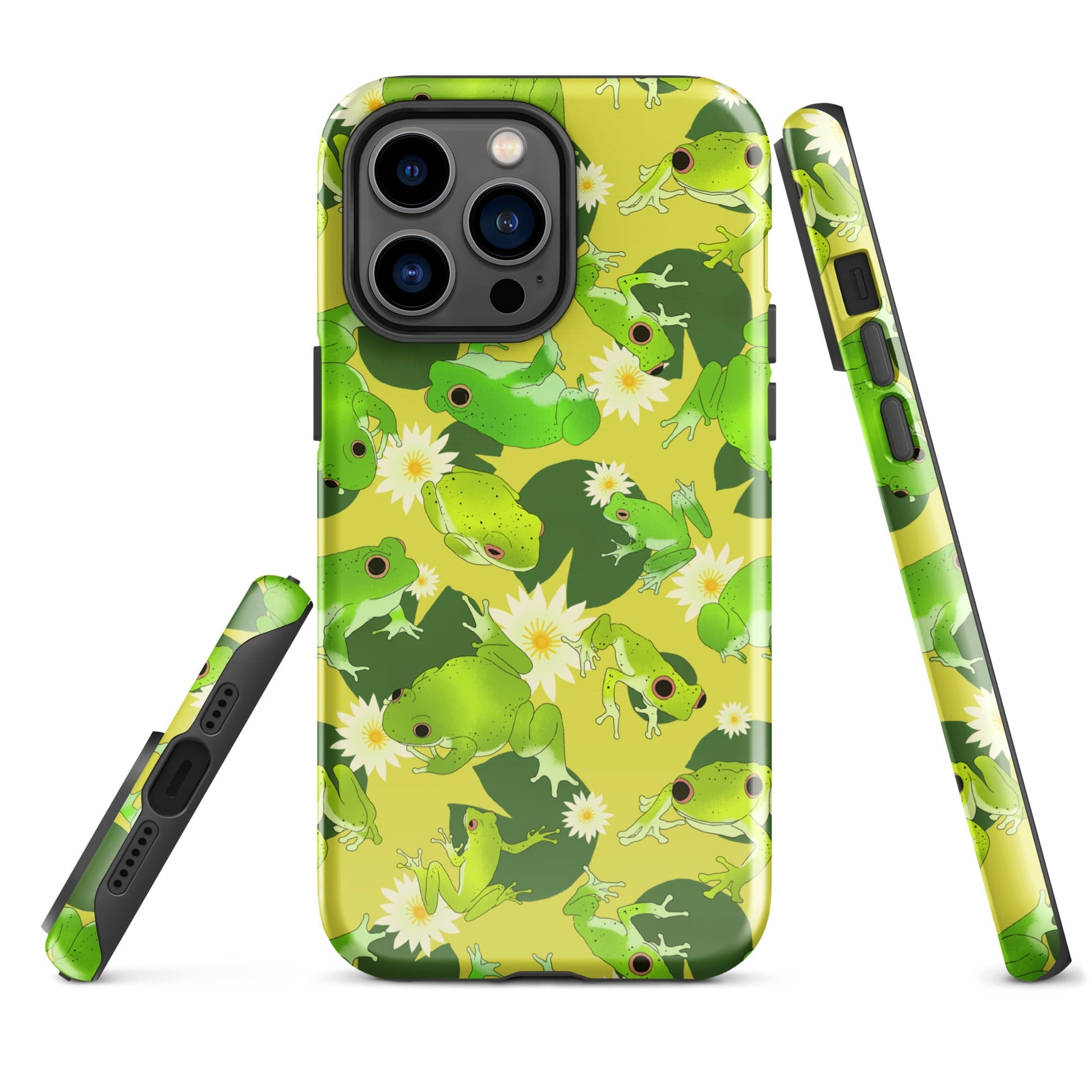 Kero-kero iPhone® Tough Case features a vibrant frog design, offering stylish protection for your phone.