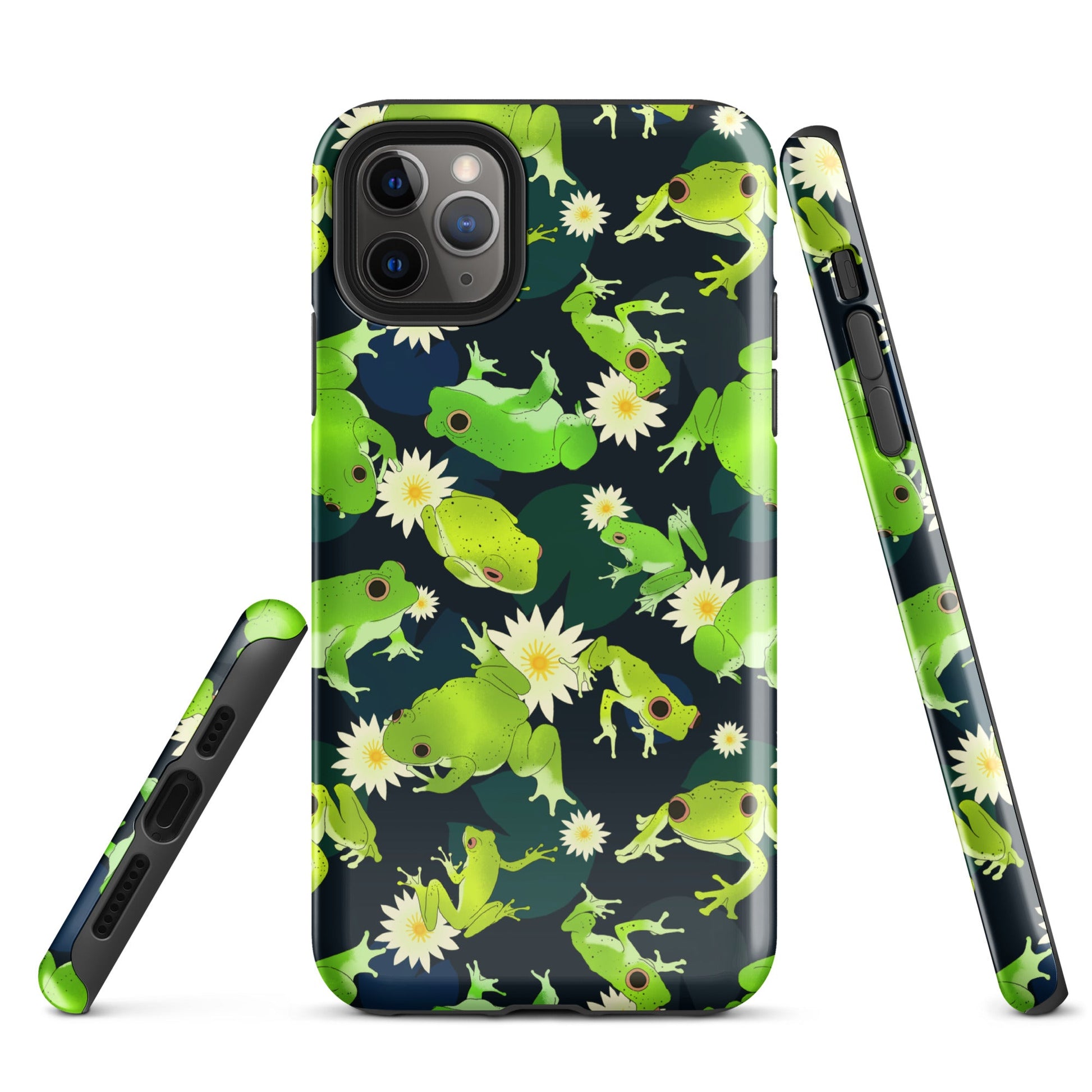 Durable Kero-kero iPhone® Tough Case featuring vibrant frog design for stylish phone protection.