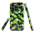 Colorful Kero-kero iPhone® Tough Case features vibrant frogs and flowers, offering stylish protection for your device.