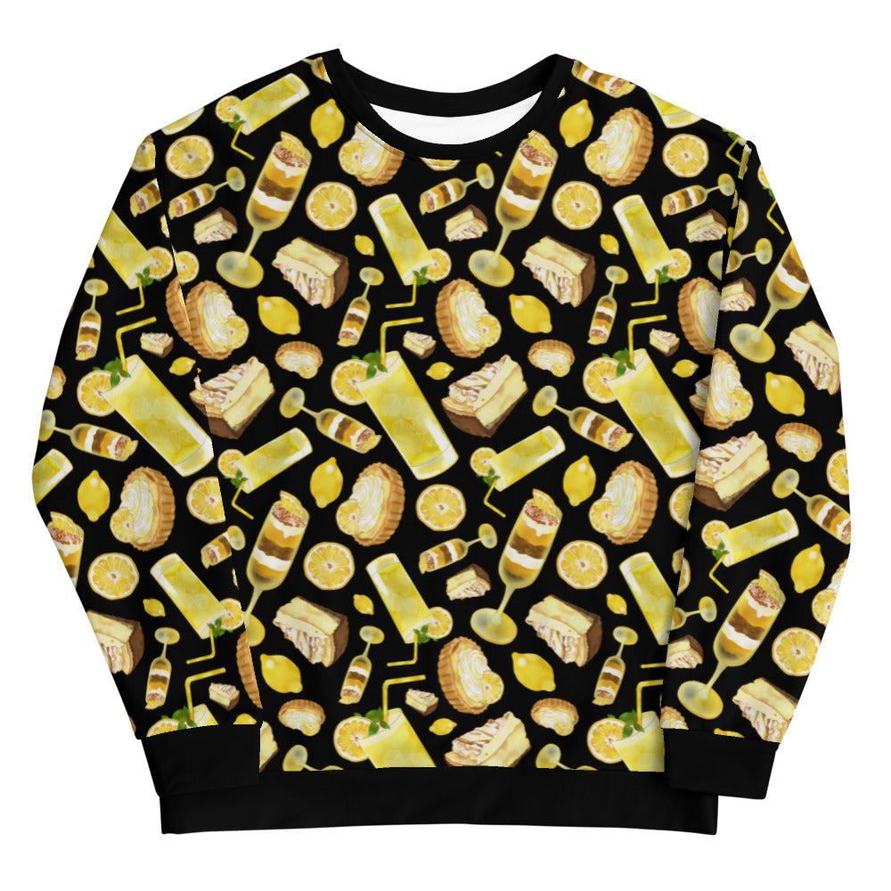 Bright yellow Lemon Sweatshirt featuring a fun pattern, perfect for stylish comfort and standout style. Ideal for any wardrobe!