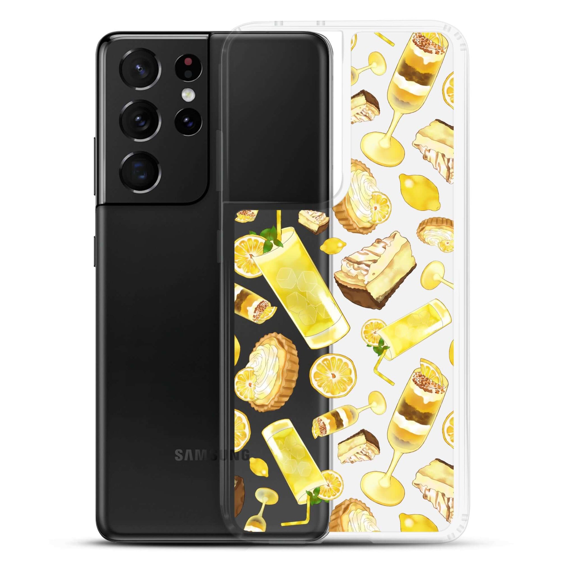 Sleek Lemon Samsung® Clear Case showcases vibrant lemon-themed design, perfect for protection and style.