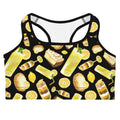 Bright and vibrant Lemon Sports bra, perfect for workouts, featuring a fun lemon print for a sweet touch.