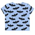 Stylish Lilith Crop Top featuring a bat design, perfect for workouts or everyday wear. 95% polyester and 5% elastane.