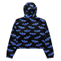 Stylish Lilith cropped windbreaker in black with a bat pattern, perfect for adventures in any weather.