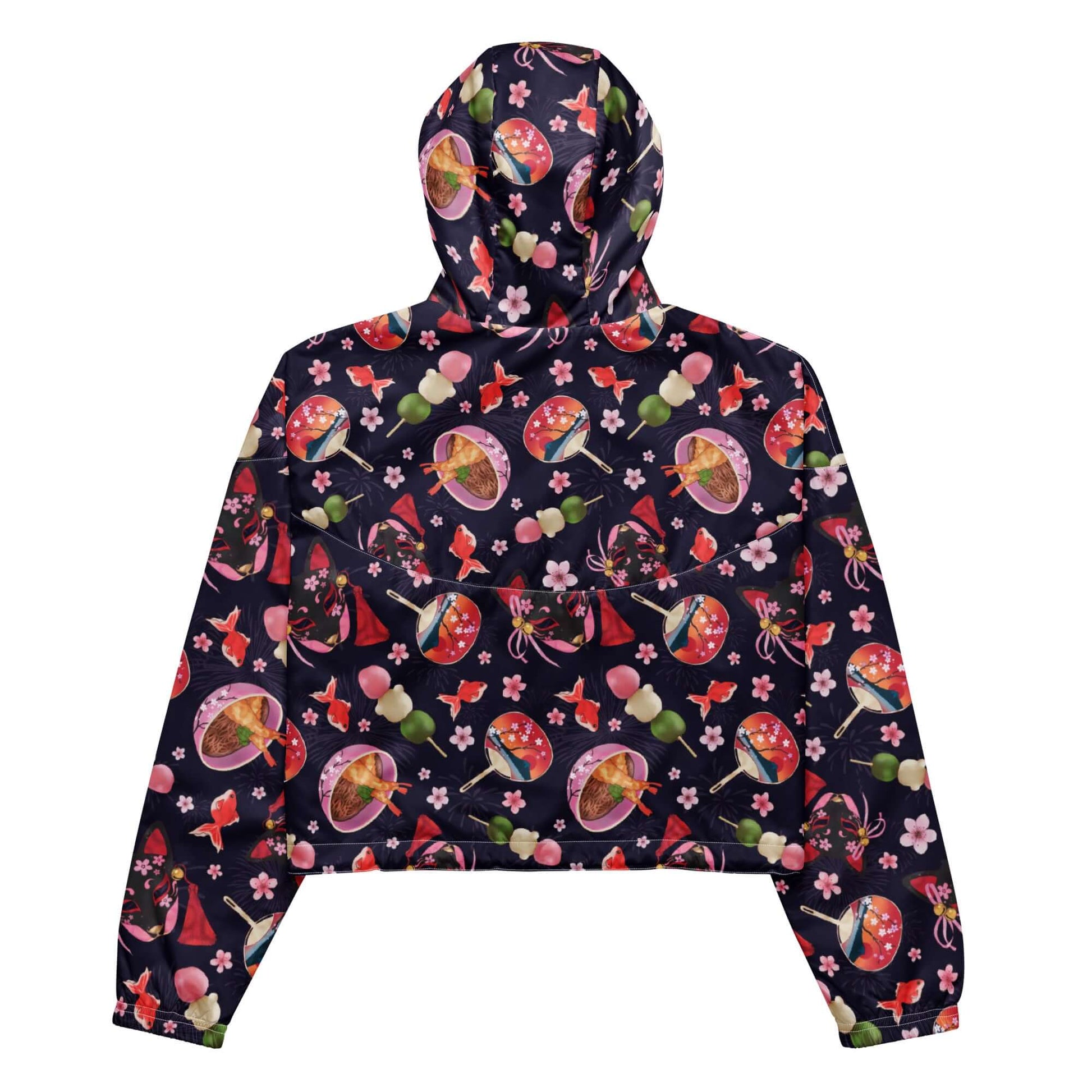 Stylish Matsuri cropped windbreaker with a vibrant design, perfect for hiking and waterproof adventures.