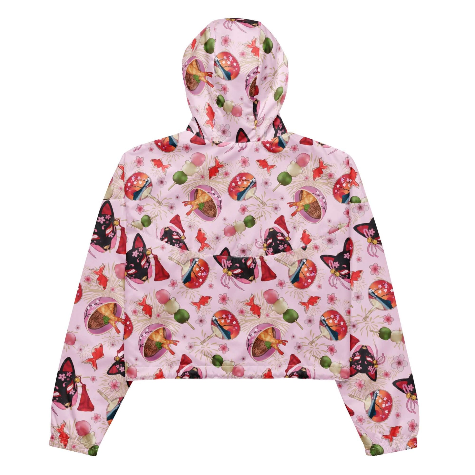 Stylish Matsuri cropped windbreaker in vibrant print, perfect for adventures with waterproof design and adjustable features.