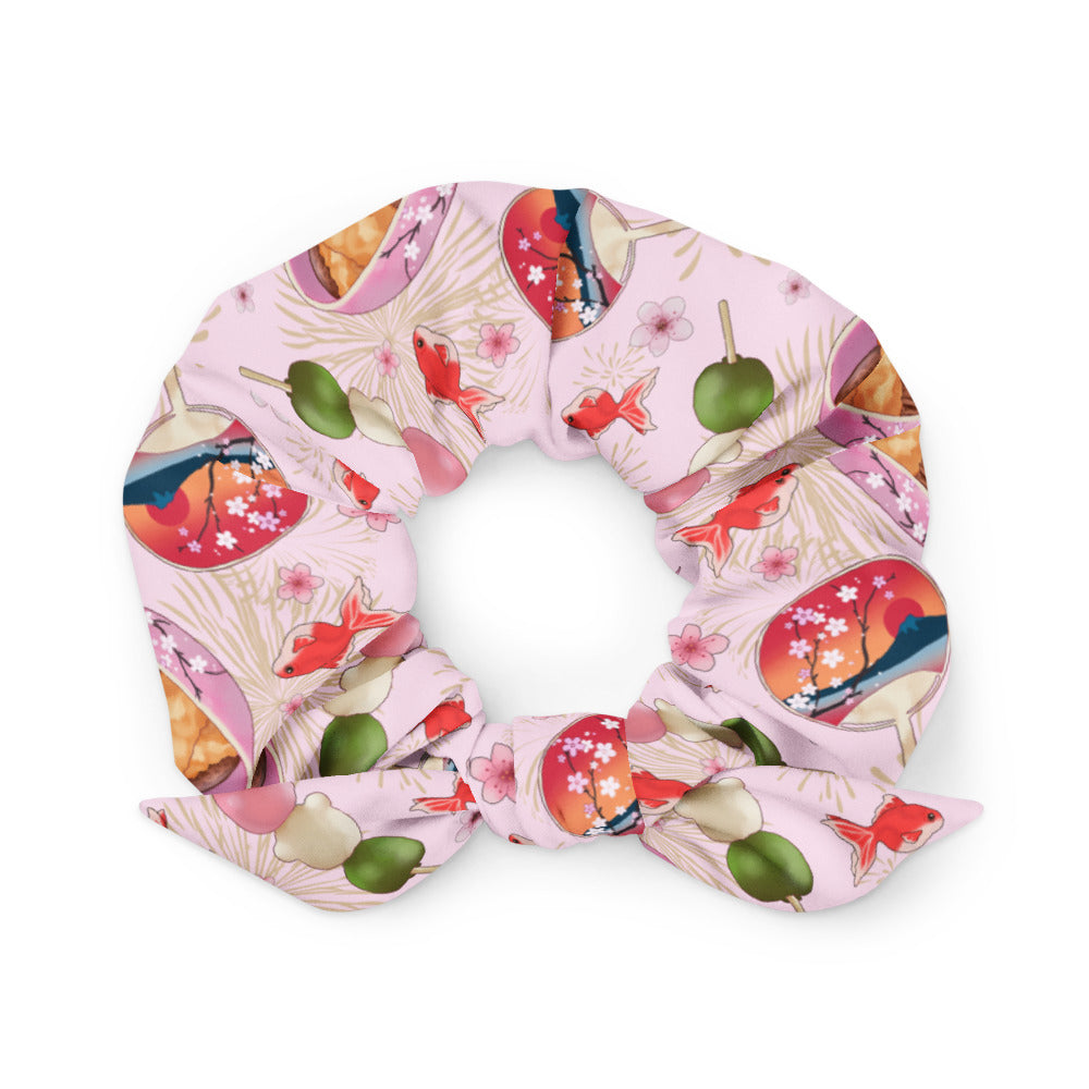 Trendy Matsuri Scrunchie with vibrant print, perfect for adding style to any outfit or gym look. Get yours today!