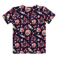 Vibrant Matsuri T-shirt featuring dango, pink blossoms, and goldfish motifs, perfect for spring and summer outfits.