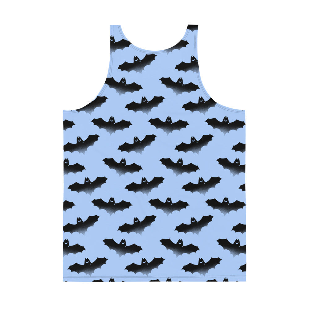 Vibrant Men's Lilith Tank Top featuring a fun bat print, crafted from soft, stretchy material for ultimate comfort.