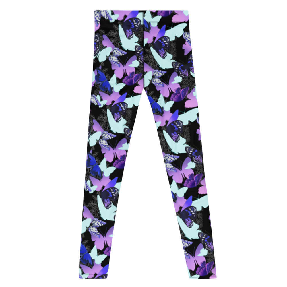 Stylish Men's Butterfly Leggings featuring a vibrant butterfly print, perfect for workouts or casual wear.