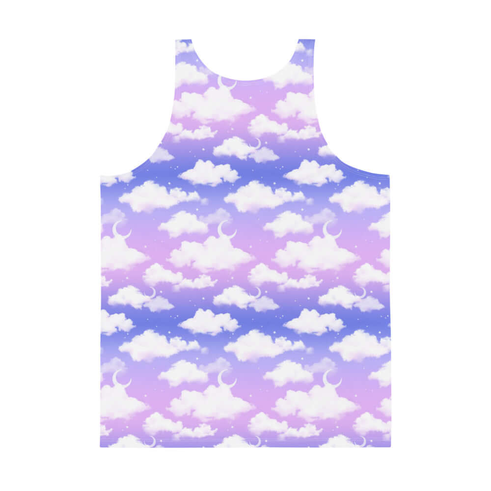 Stylish Men's Cloudy Sky Tank Top featuring vibrant colors and a comfortable fit, perfect for casual outings.