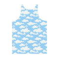 Men's Cloudy Sky Tank Top features a vibrant cloud pattern, soft fabric, and a relaxed fit for ultimate comfort.