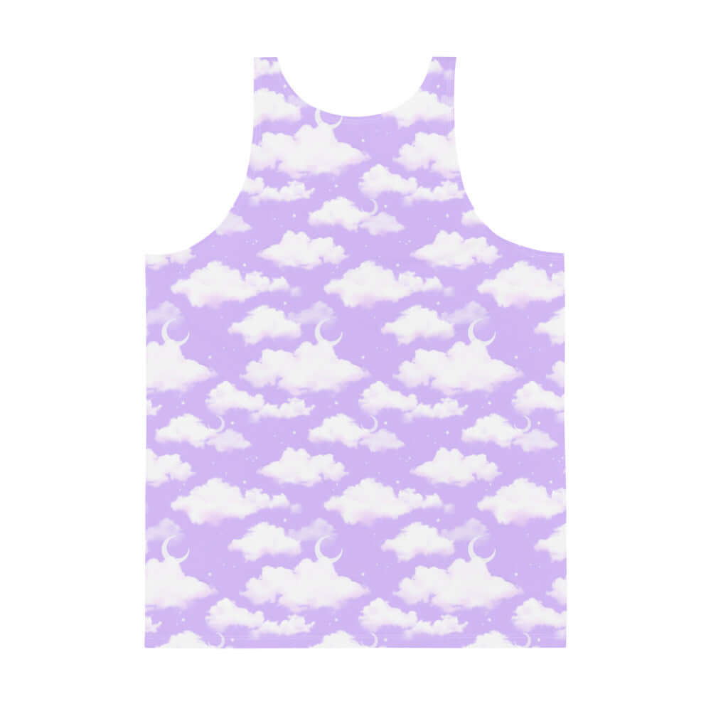 Stylish Men's Cloudy Sky Tank Top featuring a vibrant cloud pattern, perfect for a relaxed summer look.