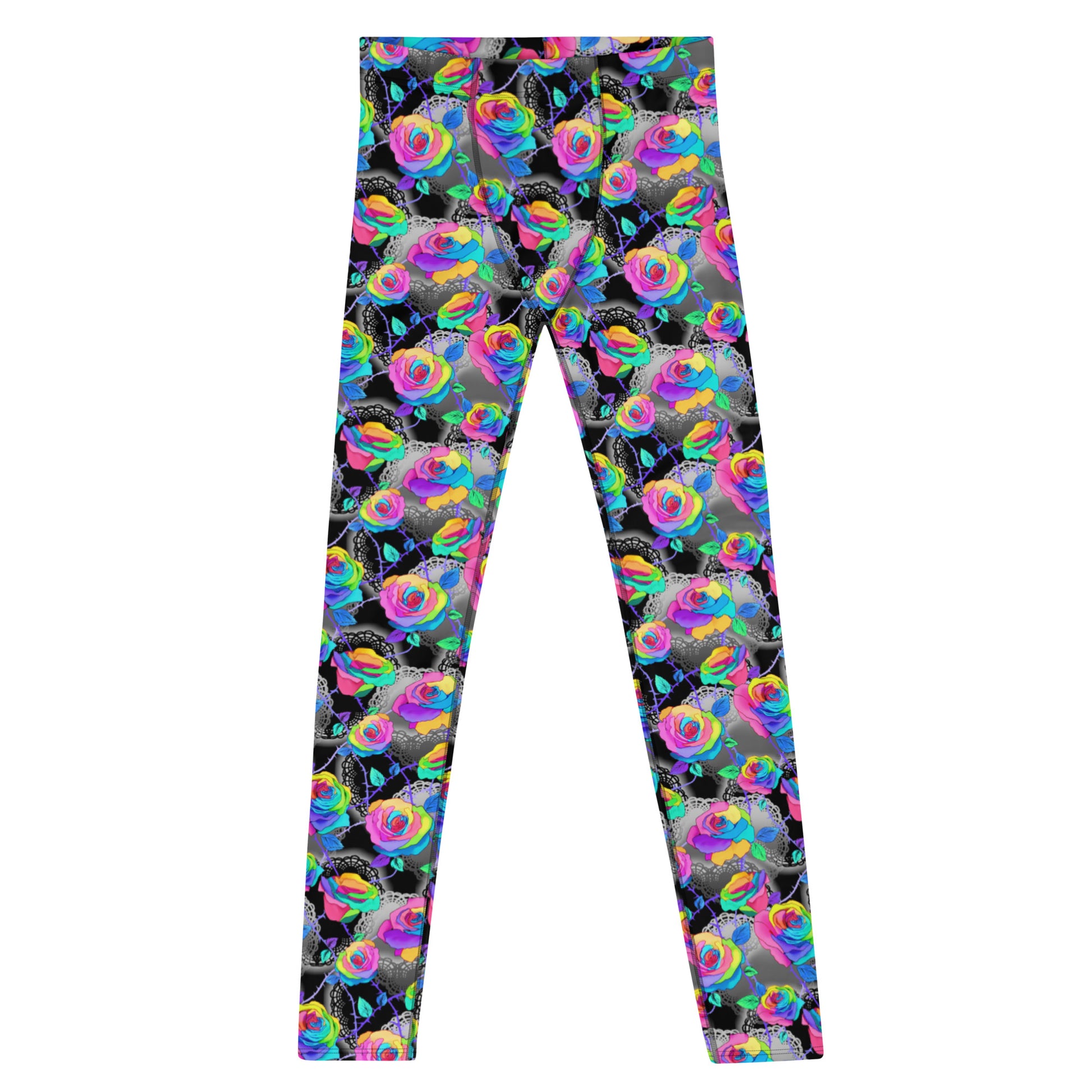 Step into style with our Men's Enchanted Rose Leggings, featuring vibrant rose patterns for ultimate comfort and flair.