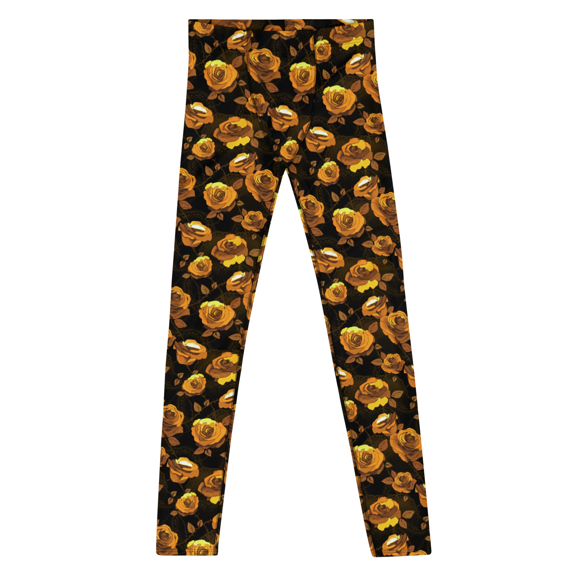 Stylish Men's Enchanted Rose Leggings featuring elegant rose blossoms for comfort and versatility in any activity.