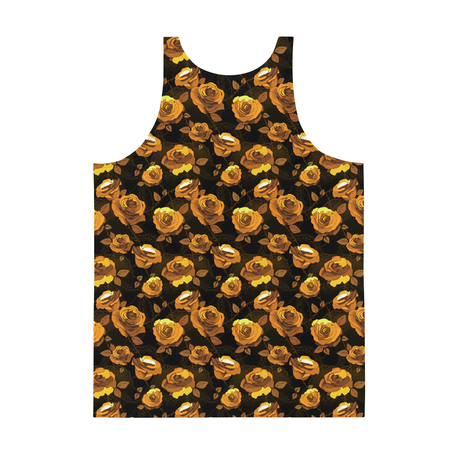 Stylish Men's Enchanted Rose Tank Top features vibrant floral design, perfect for workouts or nights out.