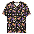 Men's Halloween Treat T-shirt featuring a playful design of ghosts, cupcakes, and spooky elements for festive style.