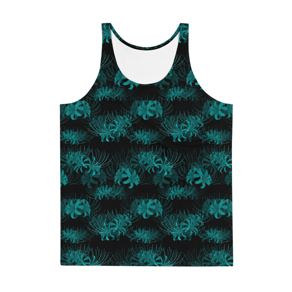 Men's Higanbana Tank Top features vibrant colors and a relaxed fit, perfect for a stylish summer look.