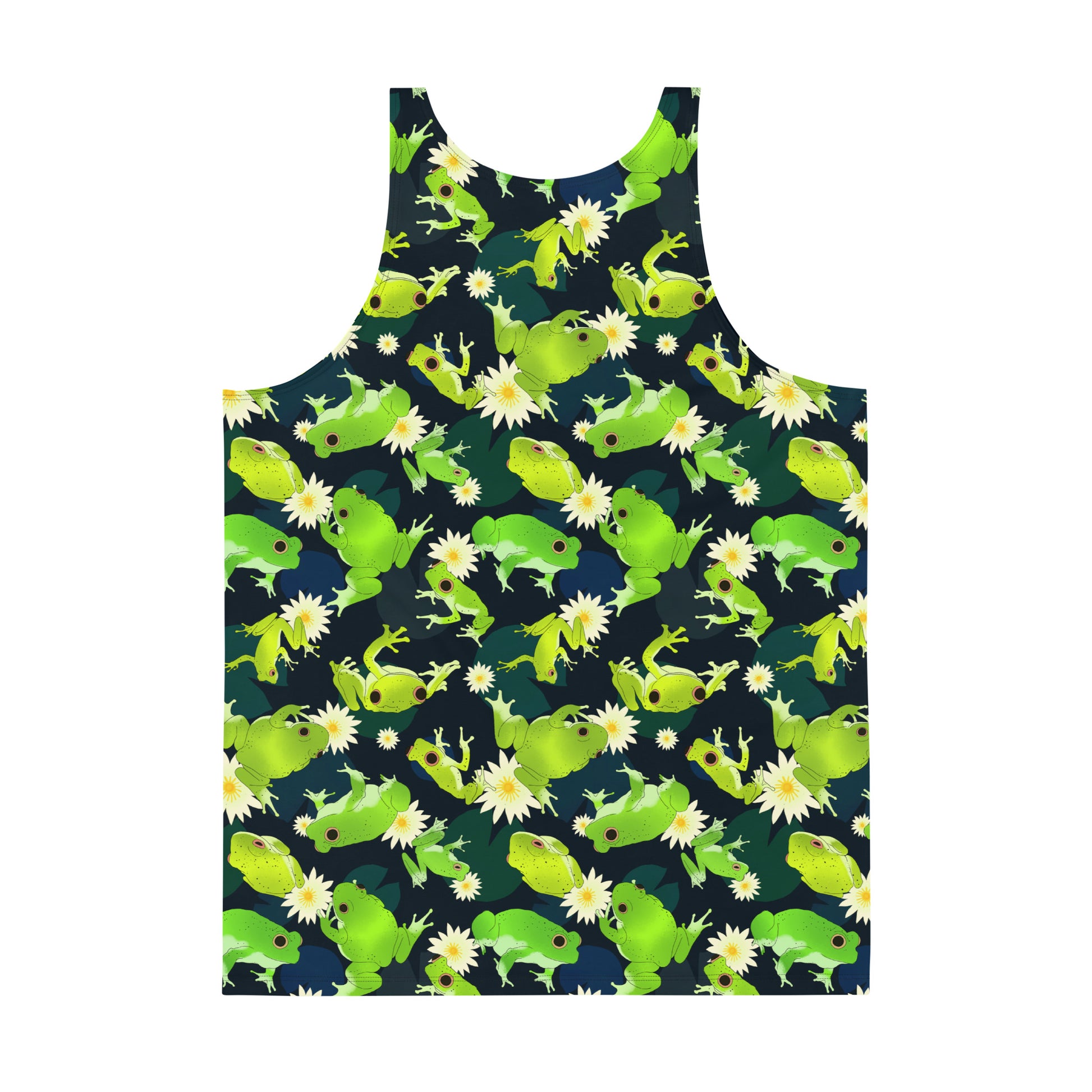 Vibrant Men's Kero-kero Tank Top featuring a unique frog design, perfect for a relaxed and stylish look.