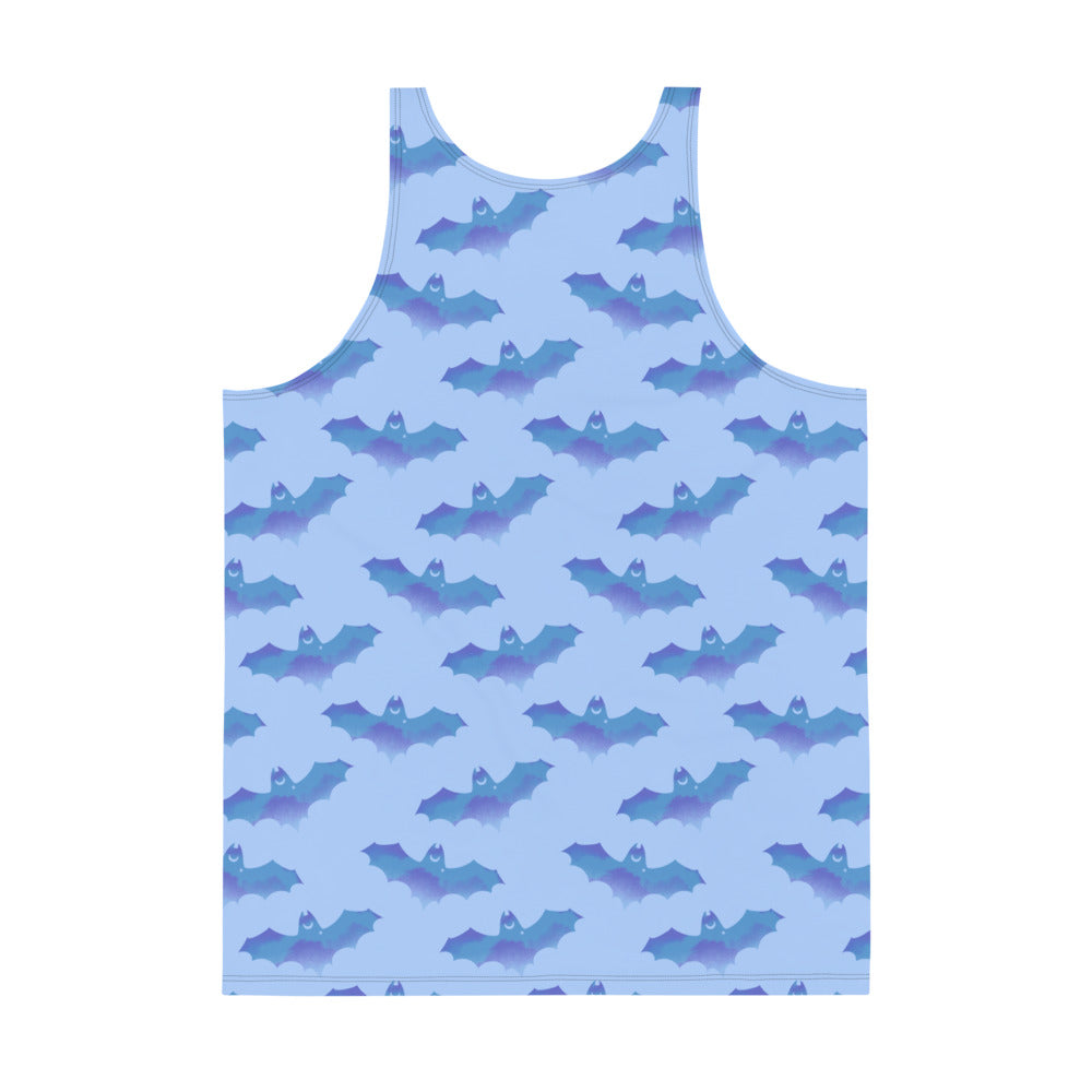 Men's Lilith Tank Top featuring a vibrant bat print, soft material, and relaxed fit for ultimate comfort.