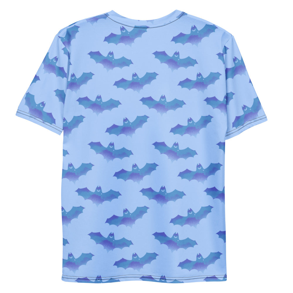 Men's Lilith T-shirt features a blue bat pattern, crafted from soft, fade-resistant polyester for ultimate comfort.