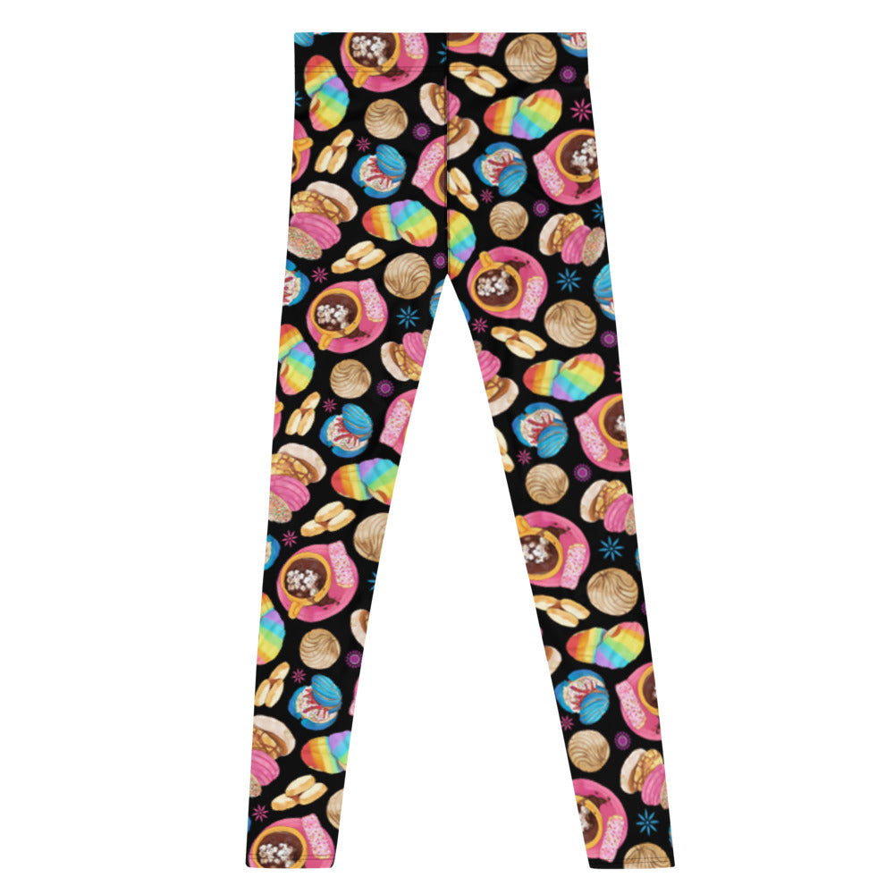 Stylish Men's Pan Dulce Leggings feature a colorful dessert pattern, perfect for workouts or casual wear.