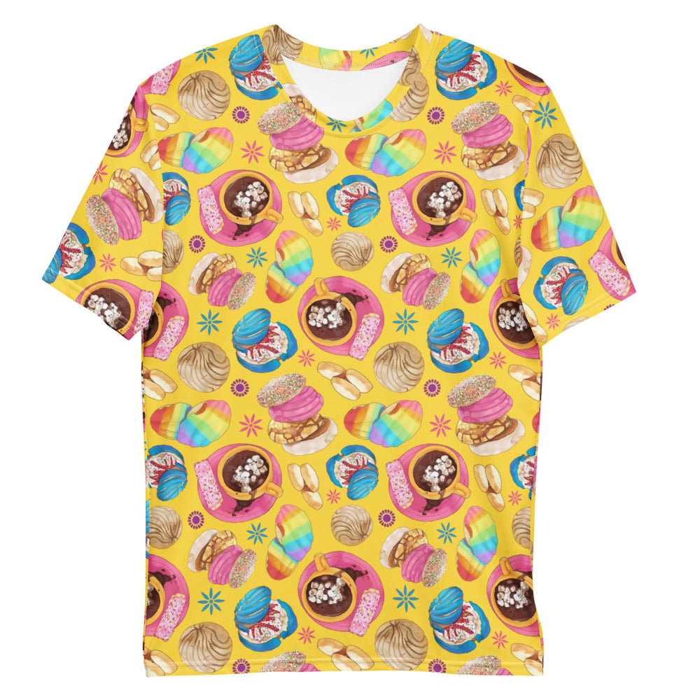 Bright and colorful Men's Pan Dulce T-shirt featuring delicious pastries, perfect for comfort and style.