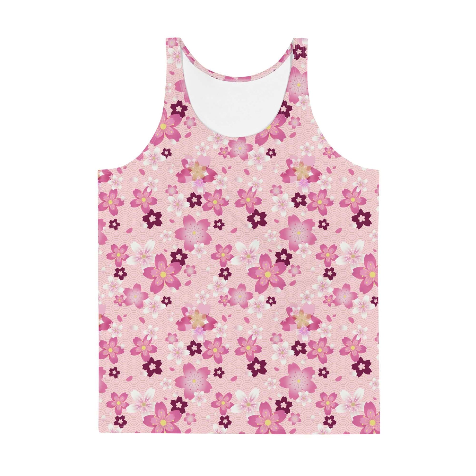 Vibrant Men's Sakura Tank Top featuring a floral design, soft material, and relaxed fit for ultimate comfort.