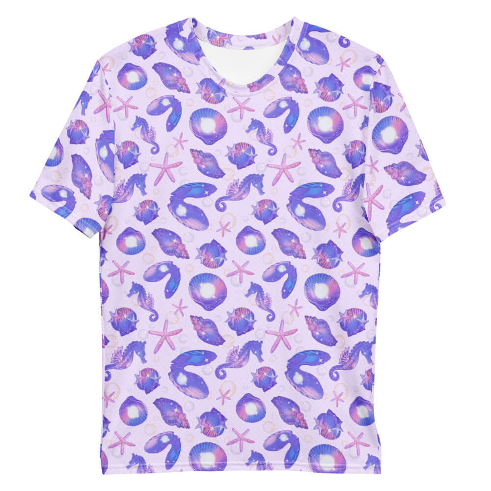 Men's Sea Princess T-shirt featuring a vibrant ocean-themed design, perfect for comfort and style at any beach outing.
