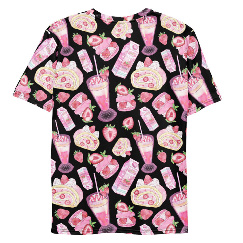 Stylish Men's Strawberry T-shirt featuring fun fruit graphics, perfect for casual wear and comfortable all-day use.