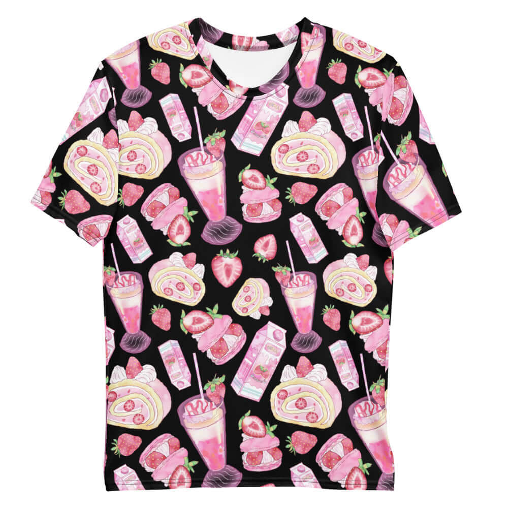 Stylish Men's Strawberry T-shirt featuring vibrant fruit patterns, perfect for comfort and everyday wear.