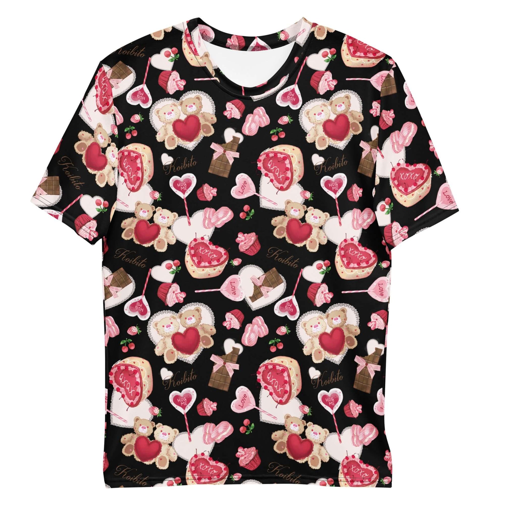 Men's Sugar Sweetheart T-shirt featuring a playful design with teddy bears and sweets, perfect for a fun casual look.