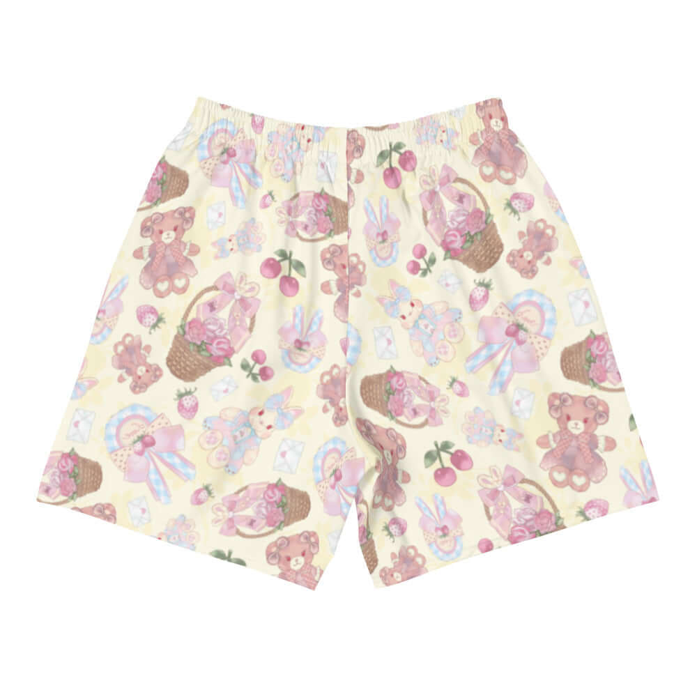 Men's Sweet Teddy Athletic Shorts with a cute bear print, perfect for running or workouts at the gym.