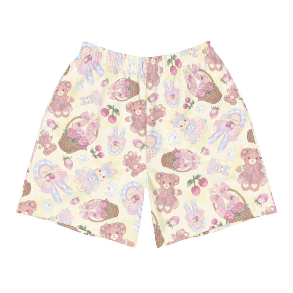 Men's Sweet Teddy Athletic Shorts feature a fun bear print, perfect for workouts or casual wear. Ideal for active lifestyles.