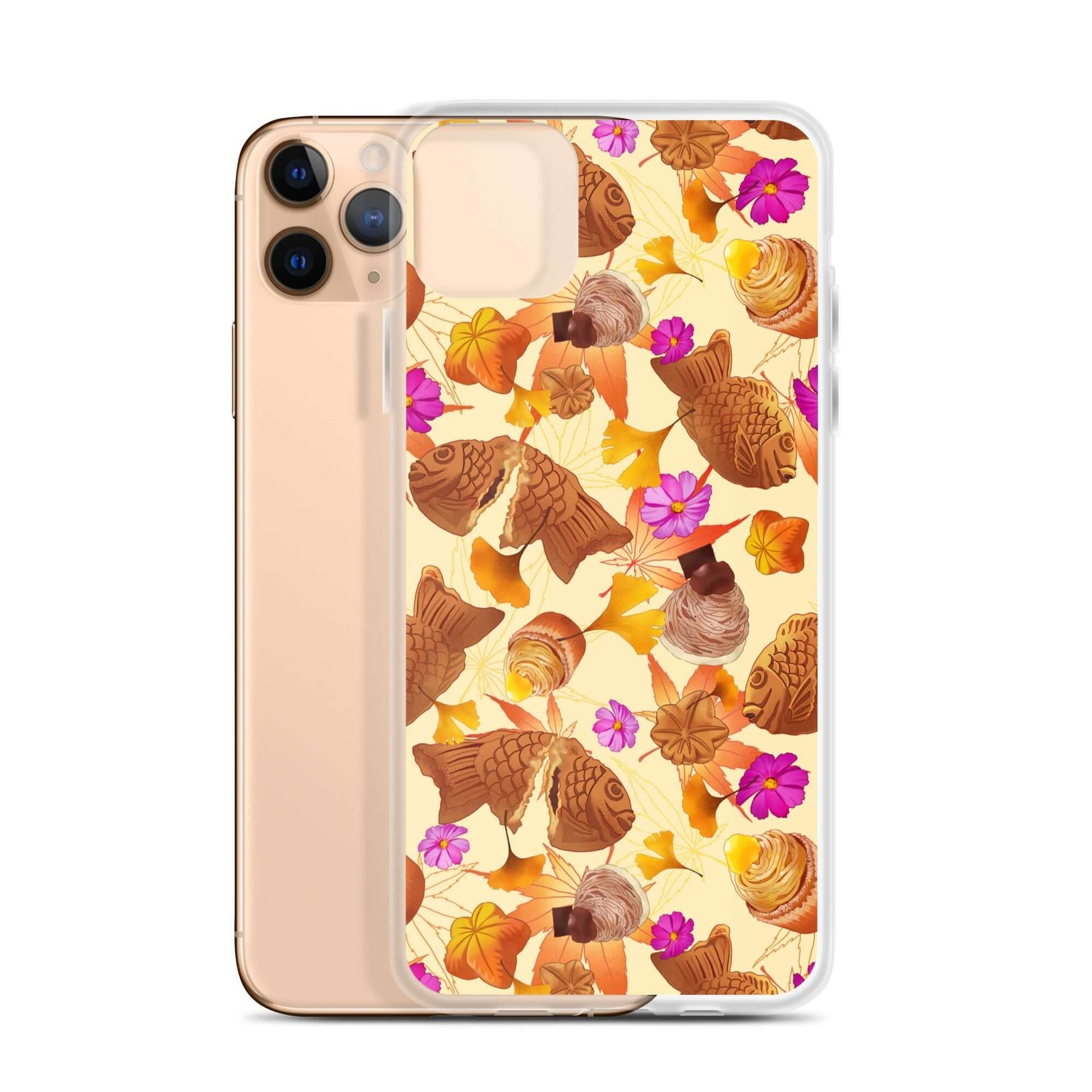 Stylish Momiji iPhone® Clear Case featuring a unique design, offering protection against scratches and dirt.