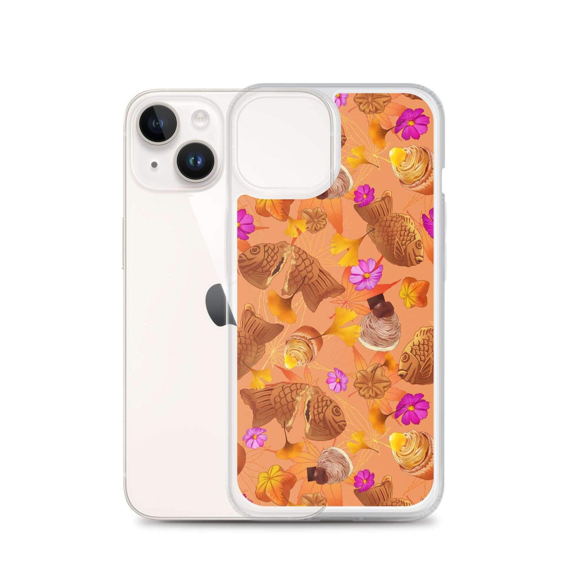Stylish Momiji iPhone® Clear Case featuring a vibrant design, offering protection from scratches and dirt.