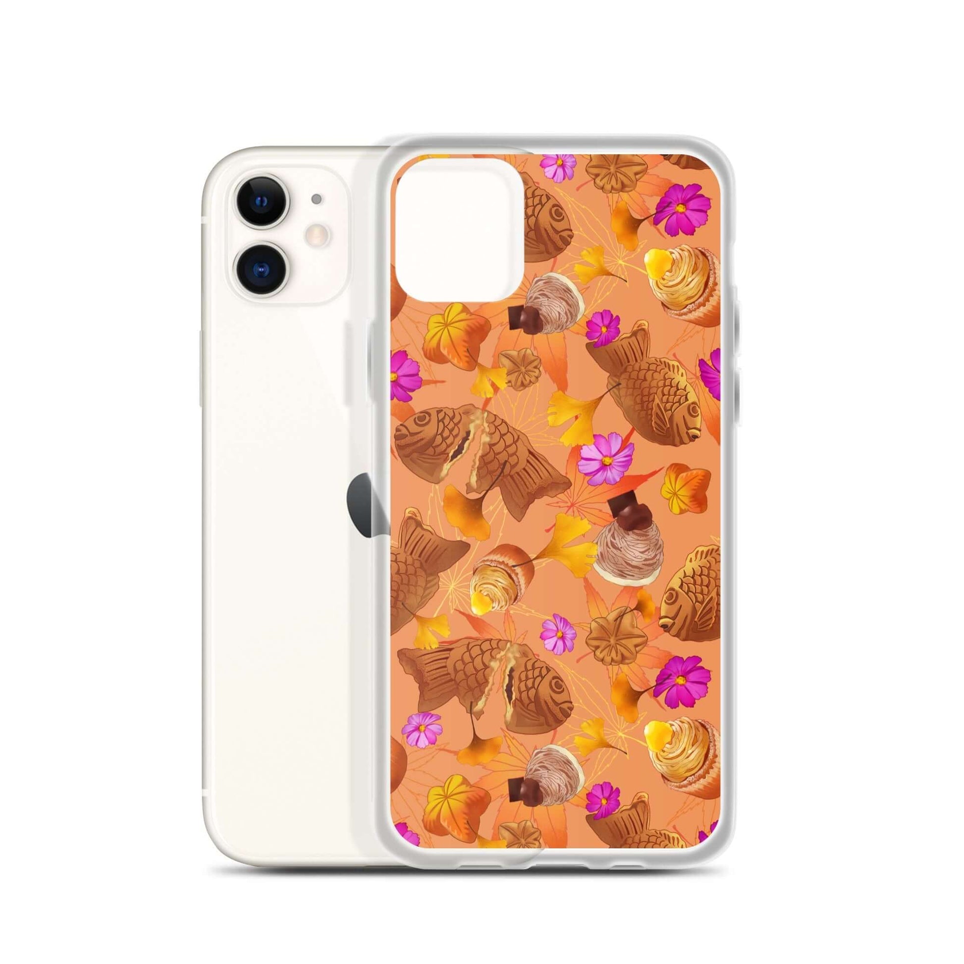 Momiji iPhone® Clear Case features a colorful design, offering protection from scratches and easy access to ports.