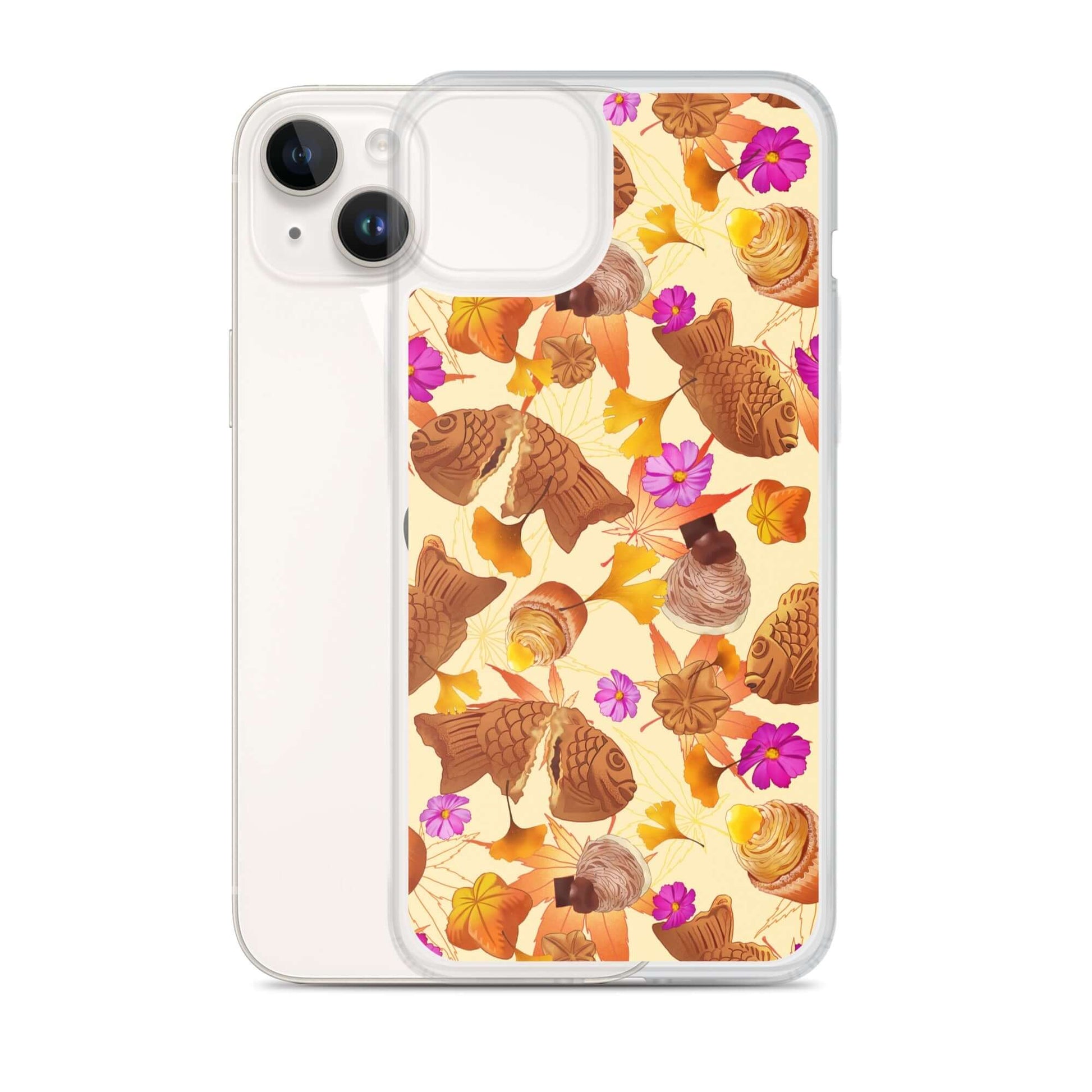 Stylish Momiji iPhone® Clear Case showcases a unique design while offering durable protection and easy access to ports.