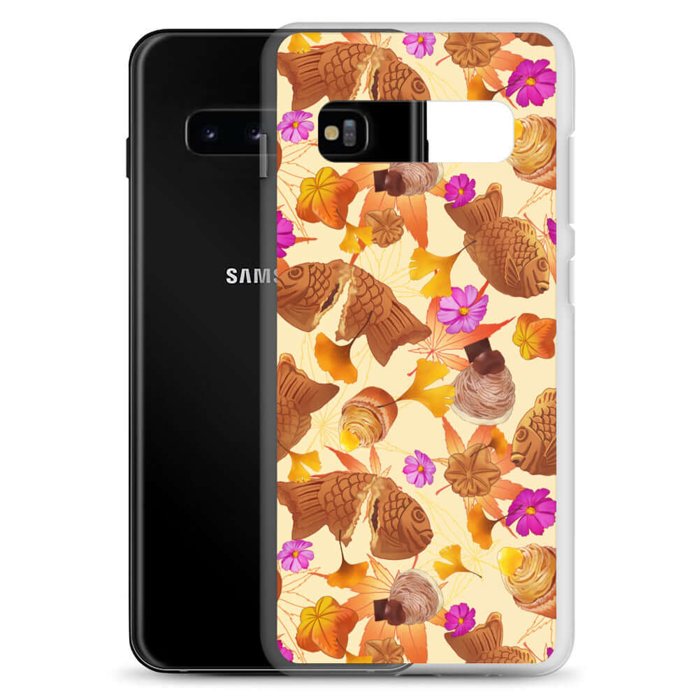 Momiji Samsung® Clear Case featuring vibrant fish and flower design, offers stylish protection for your device.