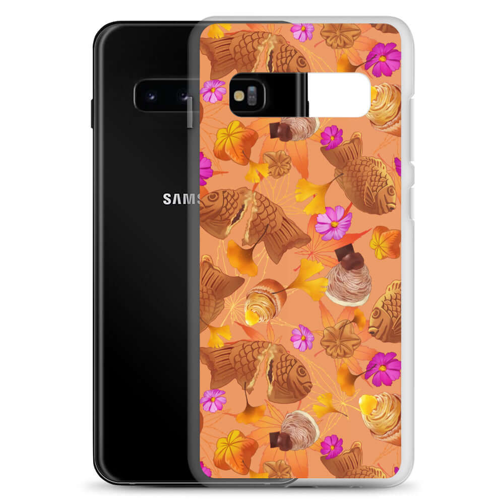 Colorful Momiji Samsung® Clear Case showcasing a flexible design, protecting against scratches and dust for your phone.