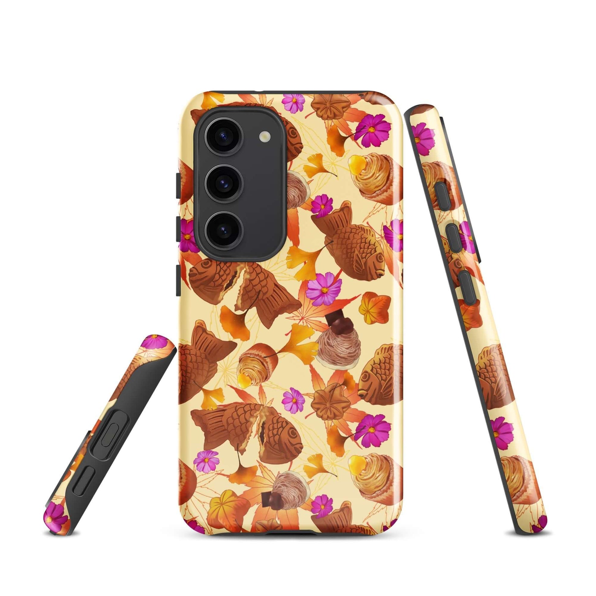 Stylish Momiji Samsung® Tough Case features vibrant fish and flowers, ensuring your phone is safe and chic.