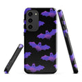 Stylish Morrigan Samsung® Tough Case featuring a bat design, providing shock protection and impact resistance.