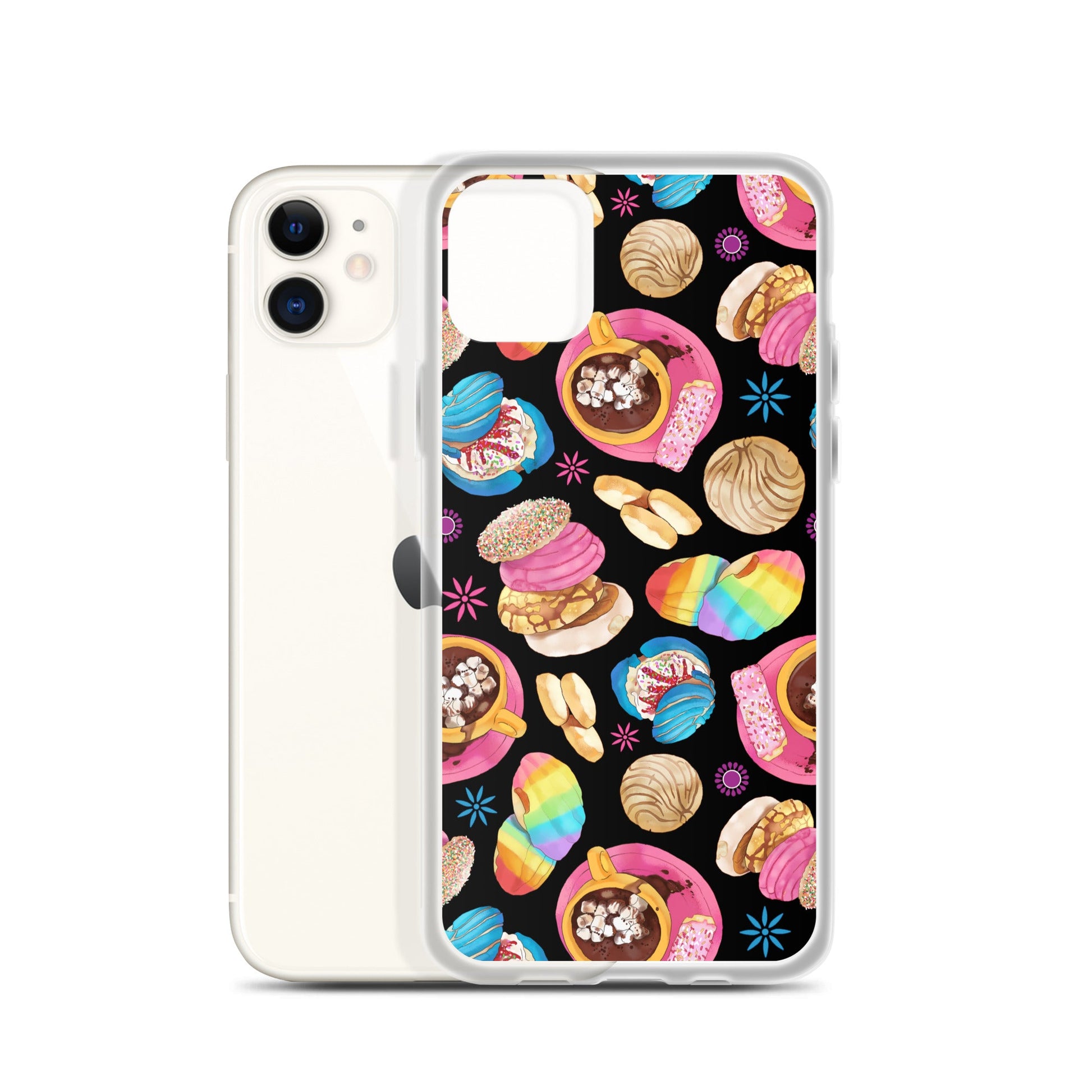 Colorful Pan Dulce iPhone® Clear Case showcasing intricate designs while protecting against scratches and dirt.